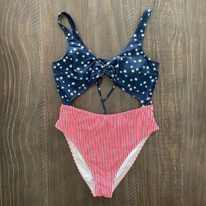 Hollister Stars & Stripes Cutout Swimsuit
